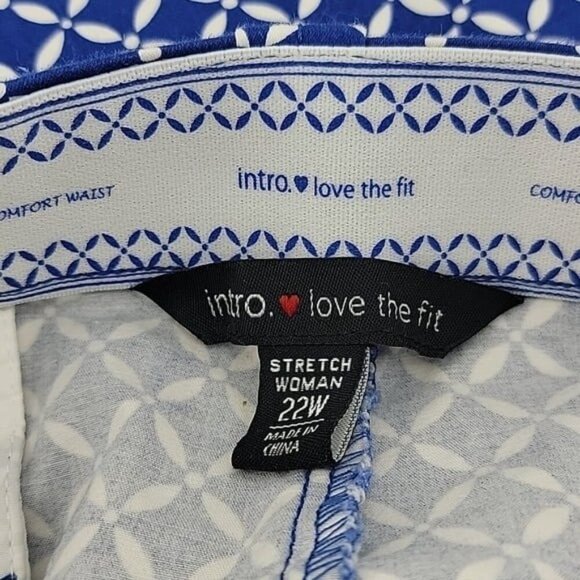 Womens Blue White Capri Pants Classic Southern Size 22 22W Love Fit - Picture 4 of 5